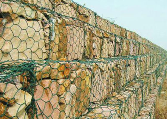 O PVC revestiu Gabion antisséptico soldou o fio Mesh Hot Galvanized Dark Green